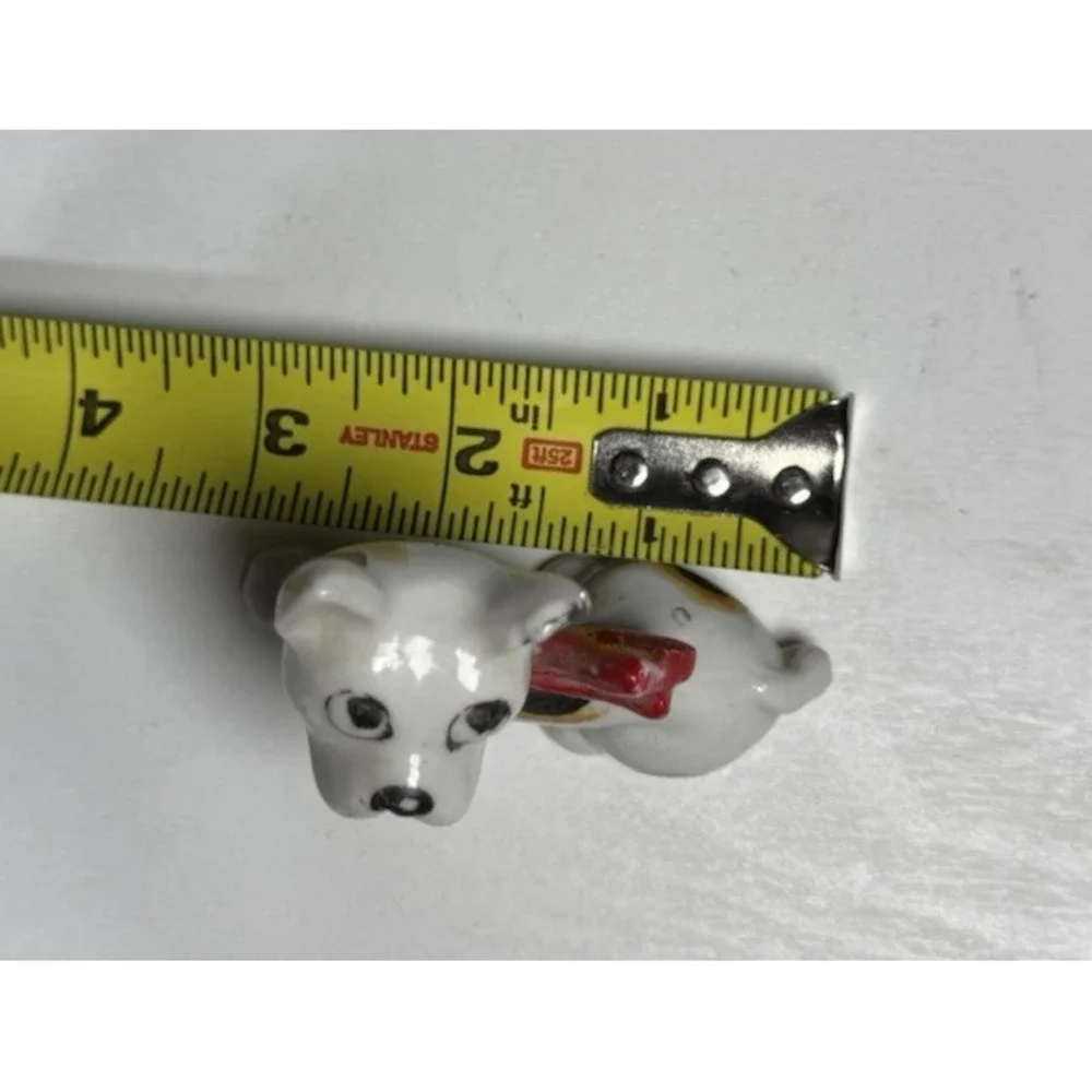 Vintage Tall Black and White Puppy Dog Red Scarf Ceramic Figurine Japan 3